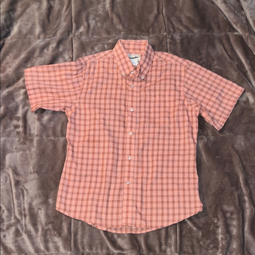 Wrangler Kids' Orange Plaid Button Down Shirt